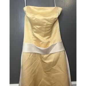 Eden Maids Dress Womens 6 Yellow Strapless Satin Sheath Maxi Bridesmaid Gown